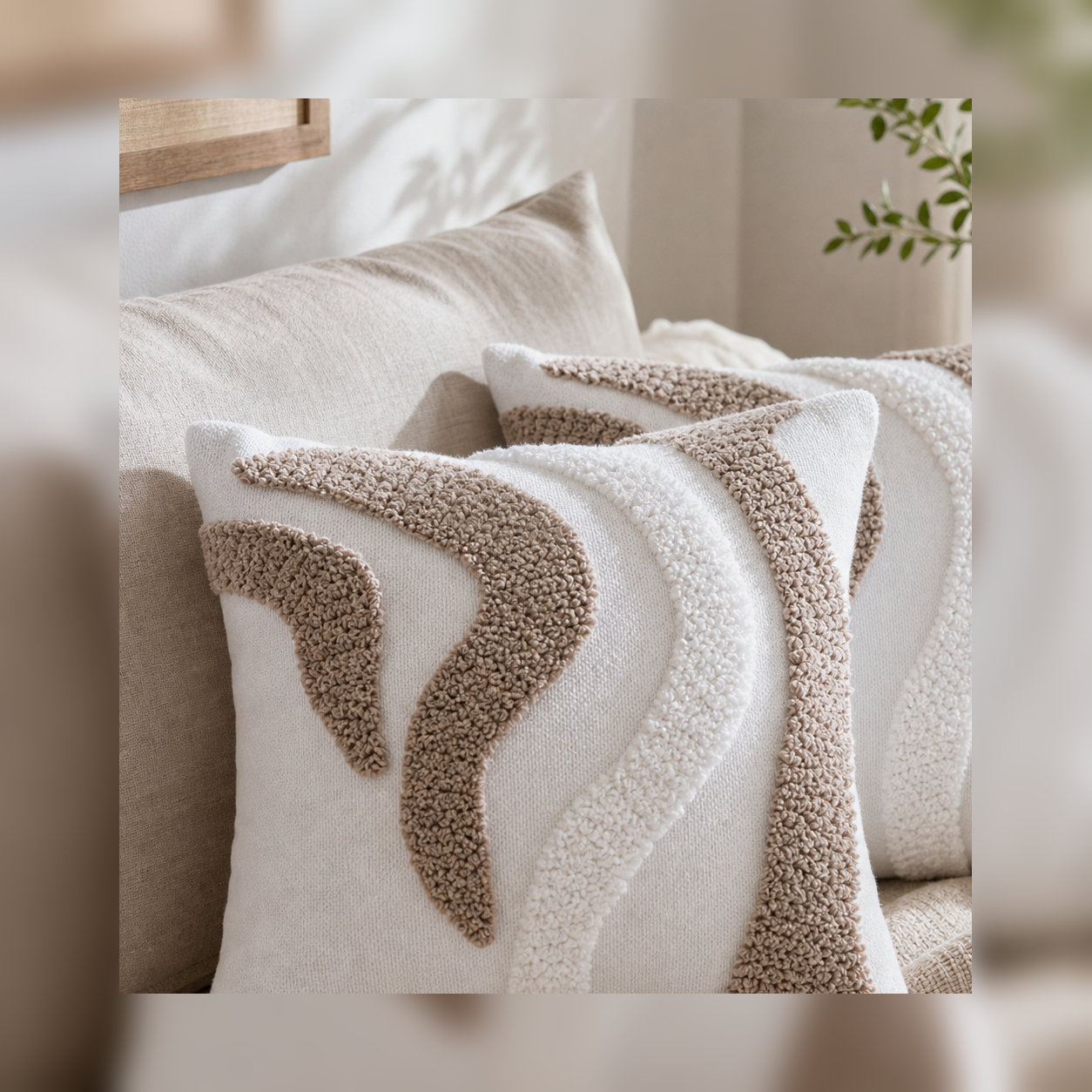 Cozy Haven Boho Wave Tufted Pillow Cover lifestyle image 3