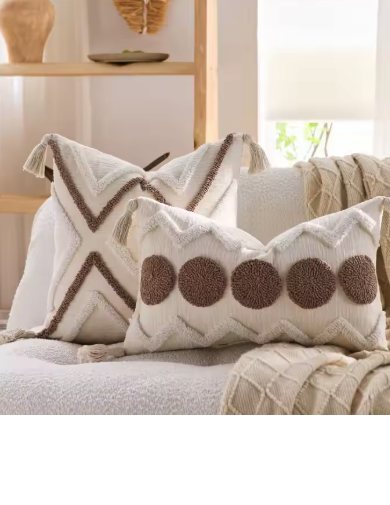 Cozy Haven Fringe Tufted Pillow Cover Set supplier reference Brown