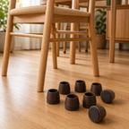 Cozy Haven Brown Round Felt Chair Leg Floor Protectors - 8 piece lifestyle