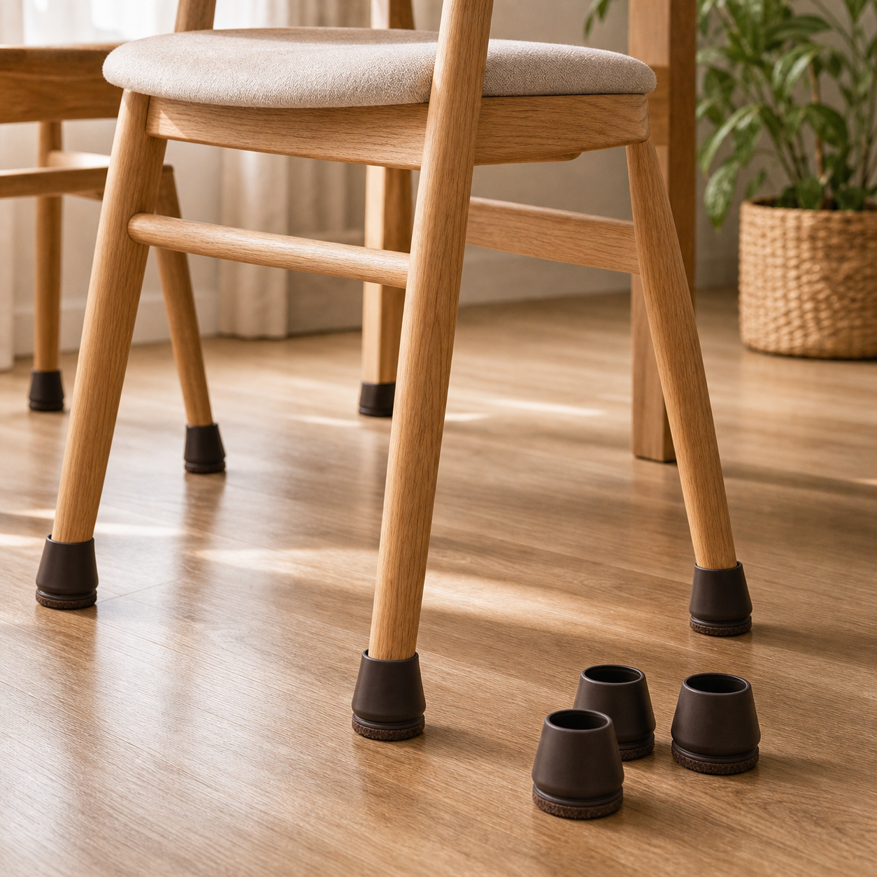 Cozy Haven Brown Round Felt Chair Leg Floor Protectors