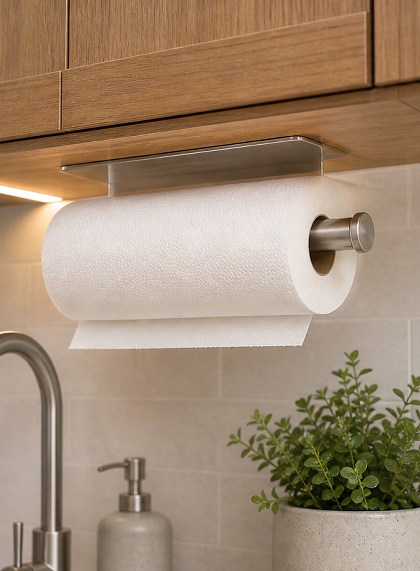 Cozy Haven Brushed Adhesive Paper Roll Holder lifestyle image 1