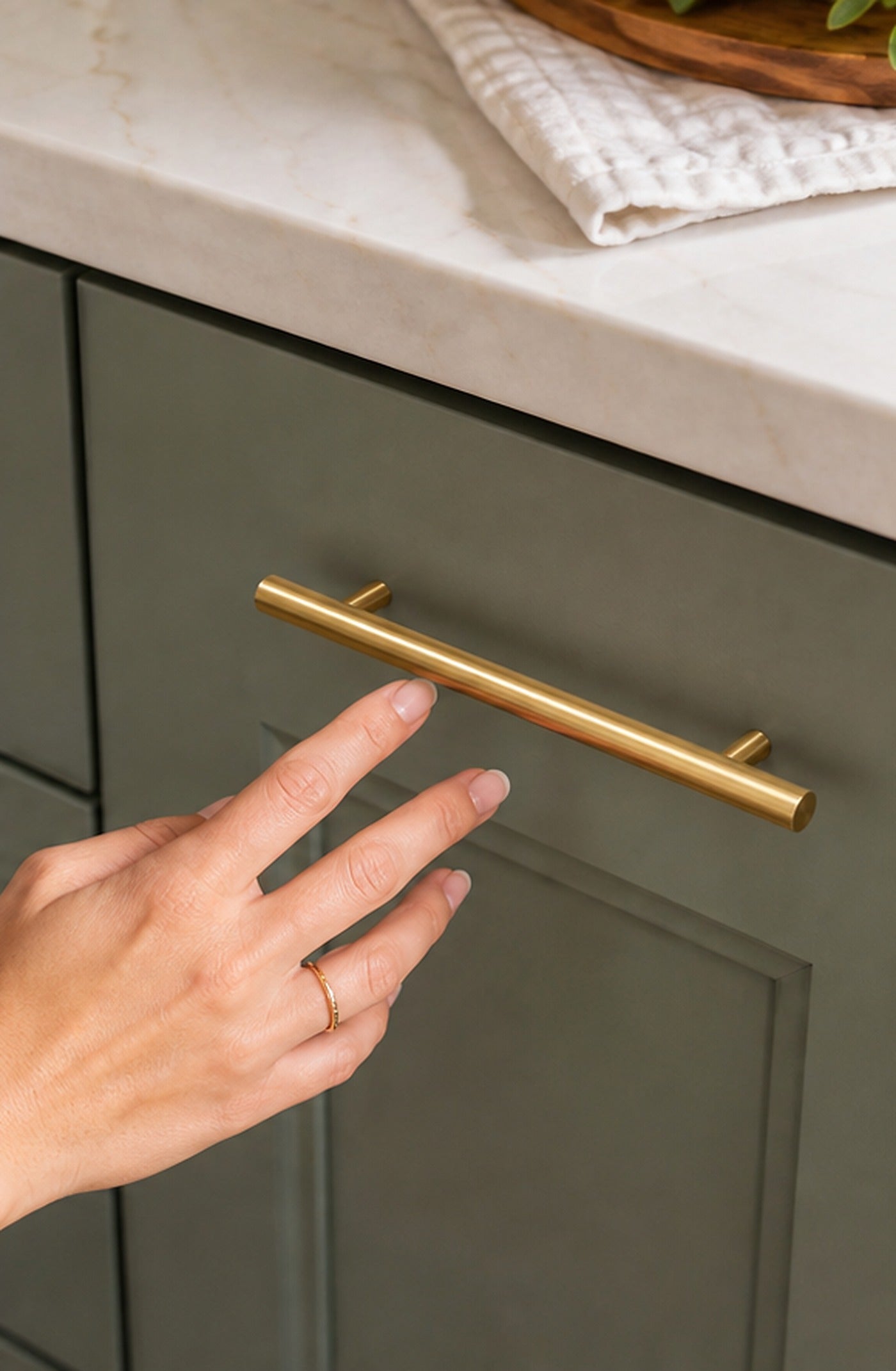 Cozy Haven Brushed Gold Cabinet Pull lifestyle image 3