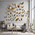 3D Butterfly Wall Stickers 12-Piece Set | Gold Metal Wall Art | Small Space Decor