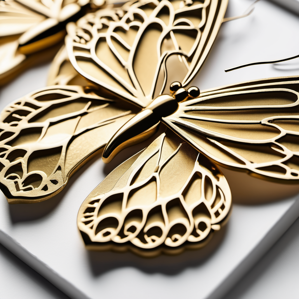 3D Butterfly Wall Stickers - 24 Piece Set | Gold Metal Wall Art for Bedroom & Living Room