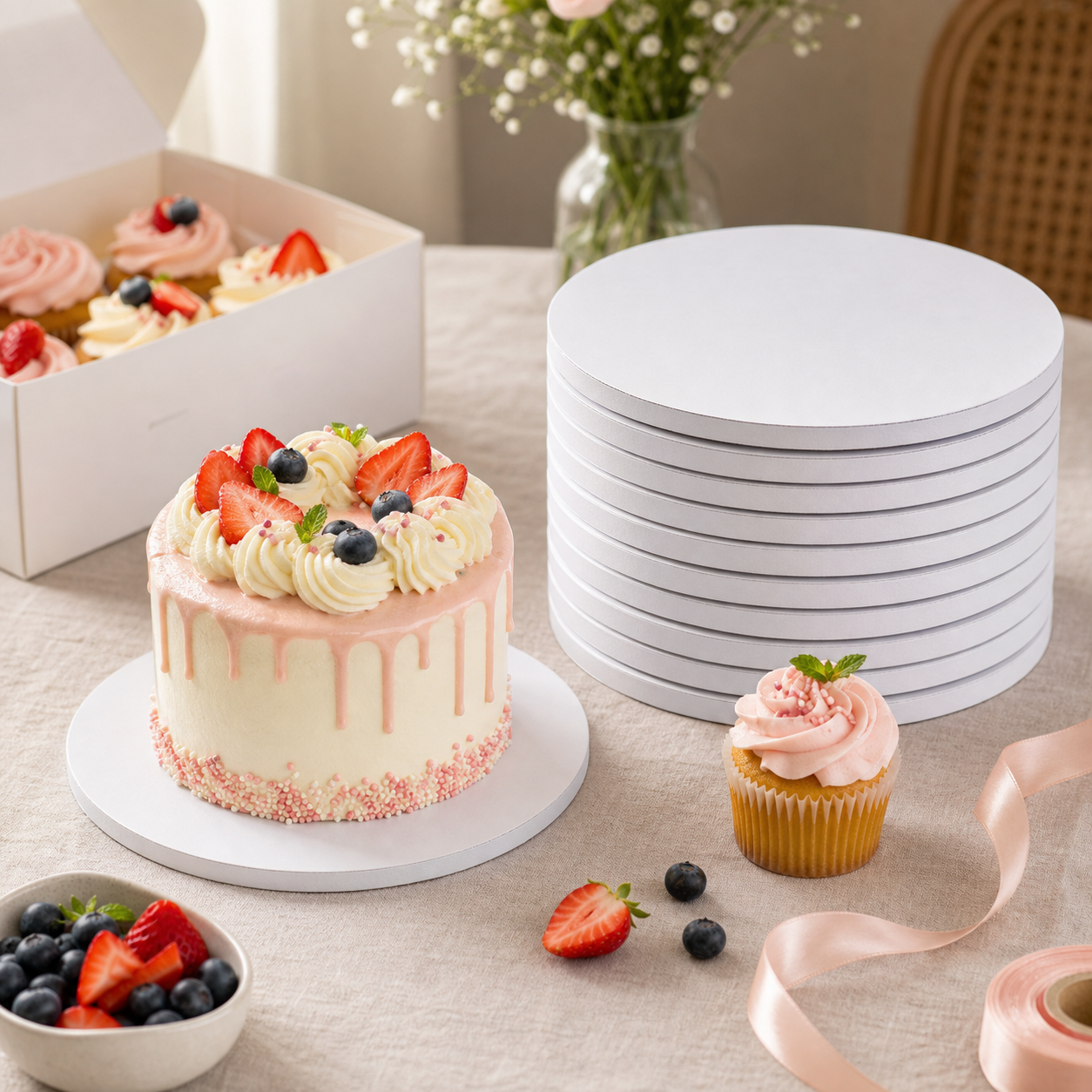 Cozy Haven 10-Piece Round Cake Board Set styled kitchen view 2