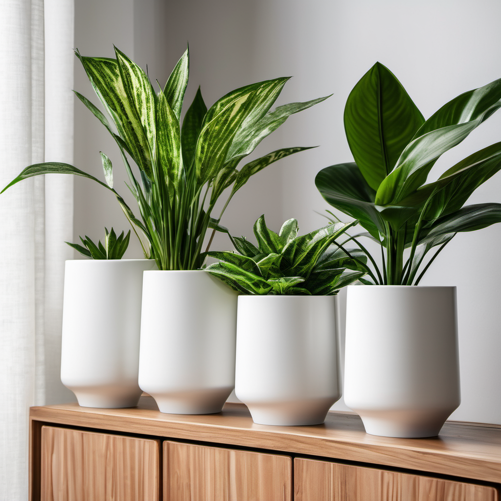 Ceramic Planter Set with Drainage - 3 Piece Modern Indoor Plant Pots | Home & Office Decor