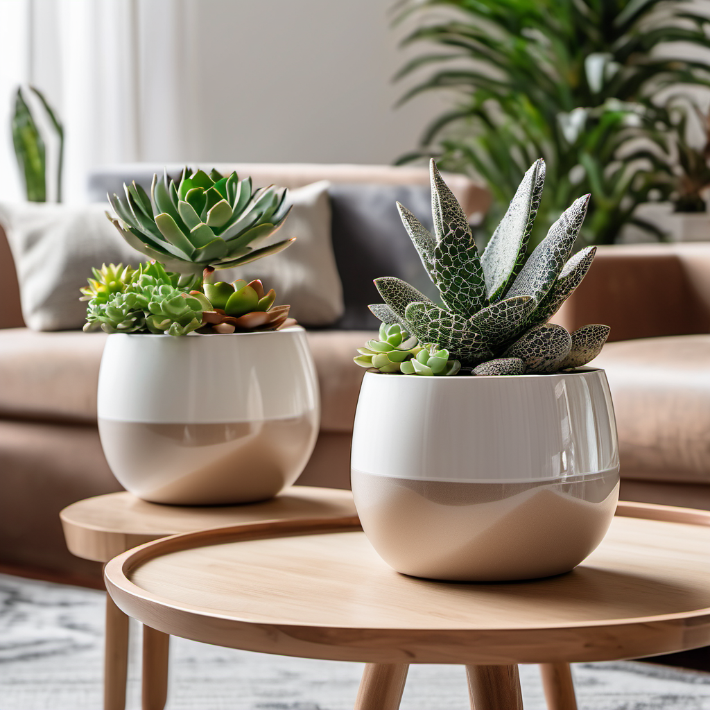 Ceramic Planter Set with Drainage - 3 Piece Modern Indoor Plant Pots | Home & Office Decor