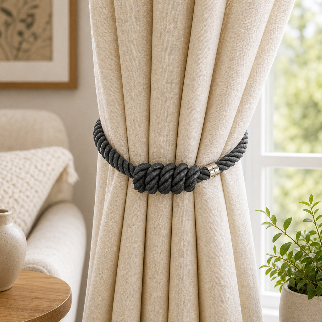 Cozy Haven Magnetic Curtain Tieback - 49 cm - Charcoal - 49 cm