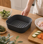 Cozy Haven Charcoal Silicone Air Fryer Liner styled kitchen view 3