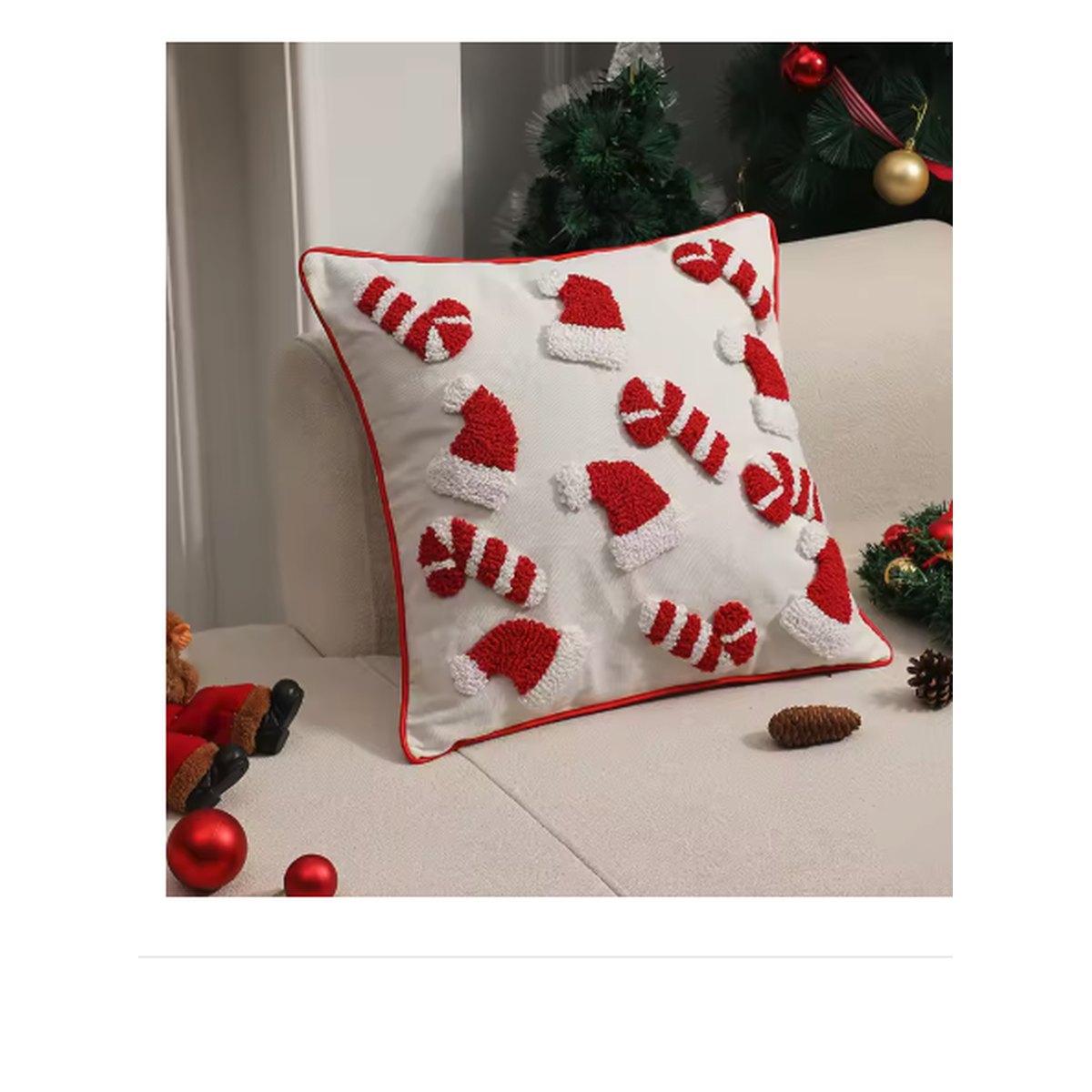 Cozy Haven Checker Tufted Pillow Cover Set supplier reference Christmas hat