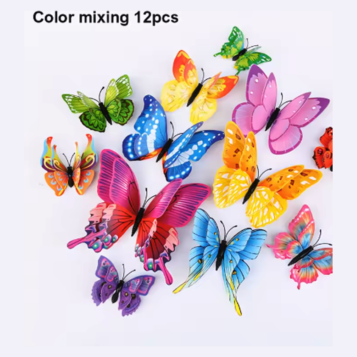 Cozy Haven 3D Butterfly Wall Decal Set - 48 Pack Removable Paper Art Stickers - Color Mixing