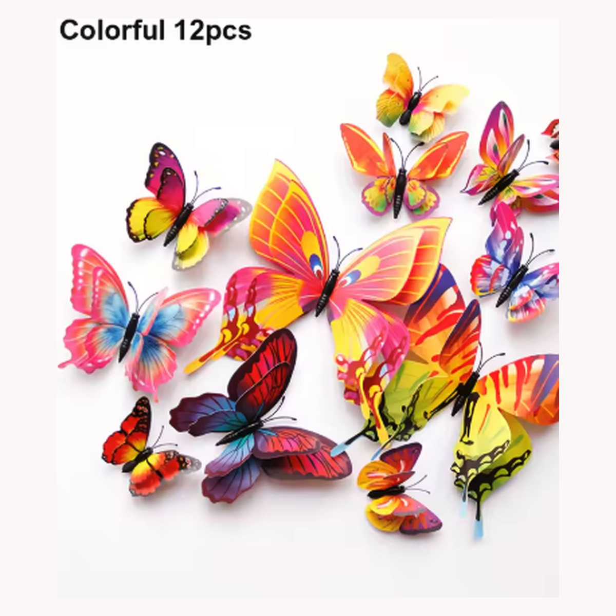 Cozy Haven 3D Butterfly Wall Decal Set - 48 Pack Removable Paper Art Stickers - Multicolored