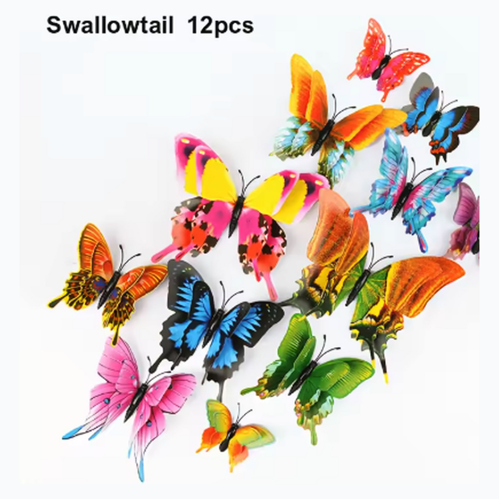 Cozy Haven 3D Butterfly Wall Decal Set - 48 Pack Removable Paper Art Stickers - Swallowtail