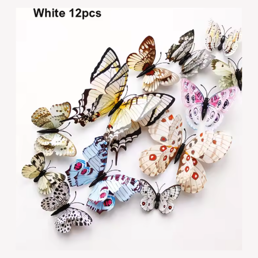 Cozy Haven 3D Butterfly Wall Decal Set - 48 Pack Removable Paper Art Stickers - White