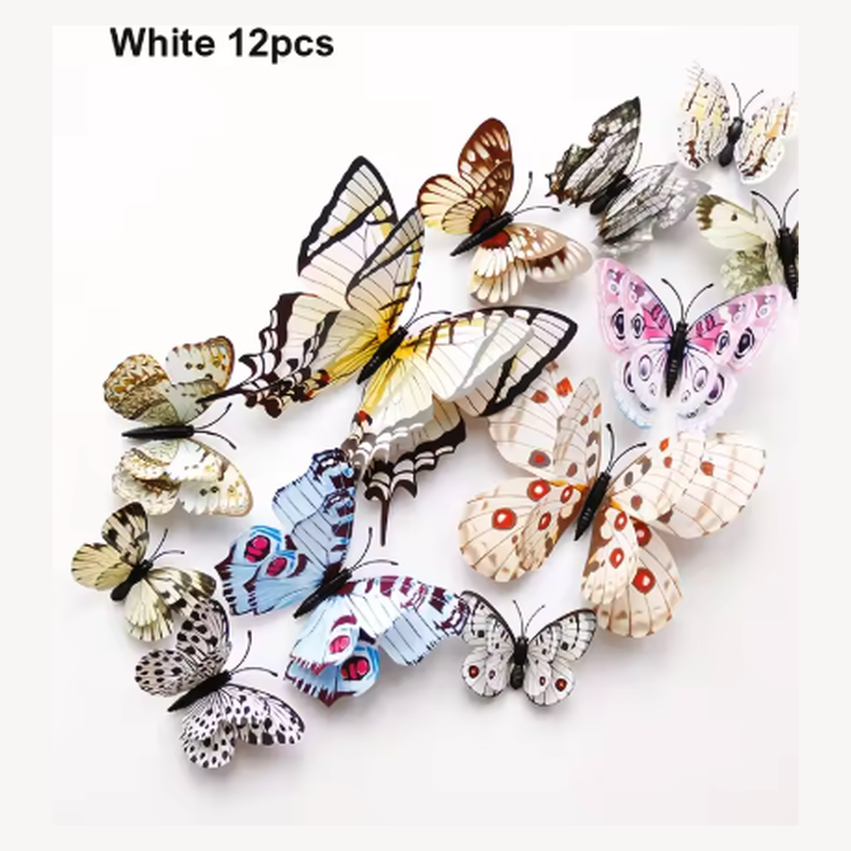 Cozy Haven 3D Butterfly Wall Decal Set - 48 Pack Removable Paper Art Stickers - White