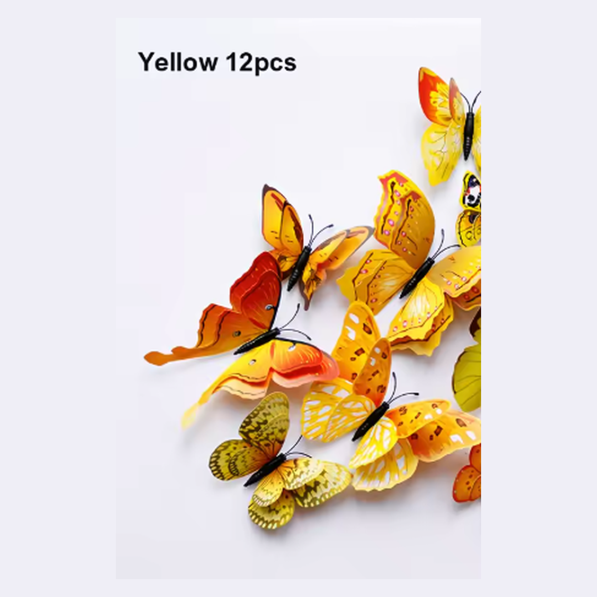 Cozy Haven 3D Butterfly Wall Decal Set - 48 Pack Removable Paper Art Stickers - Yellow