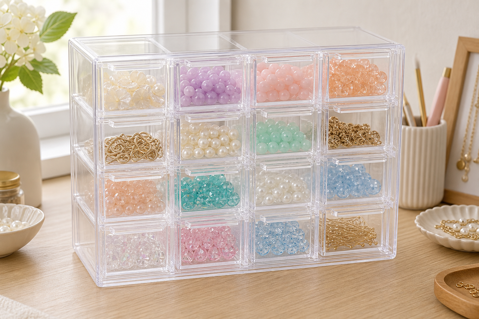 Cozy Haven Clear Acrylic Stackable Drawer Organizer Set lifestyle image 2
