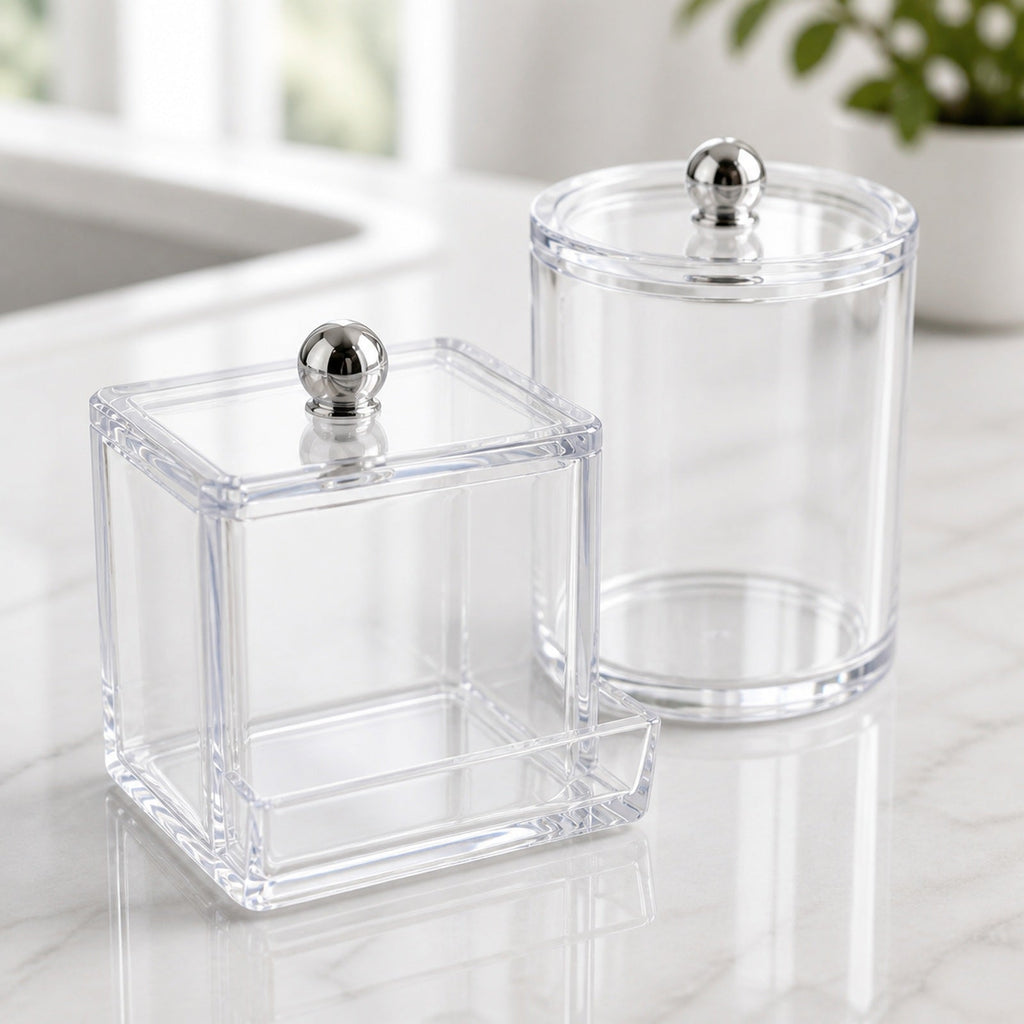 Cozy Haven Clear Cotton Swab and Pad Holder Sets - 2-piece clear cotton swab holder set detail