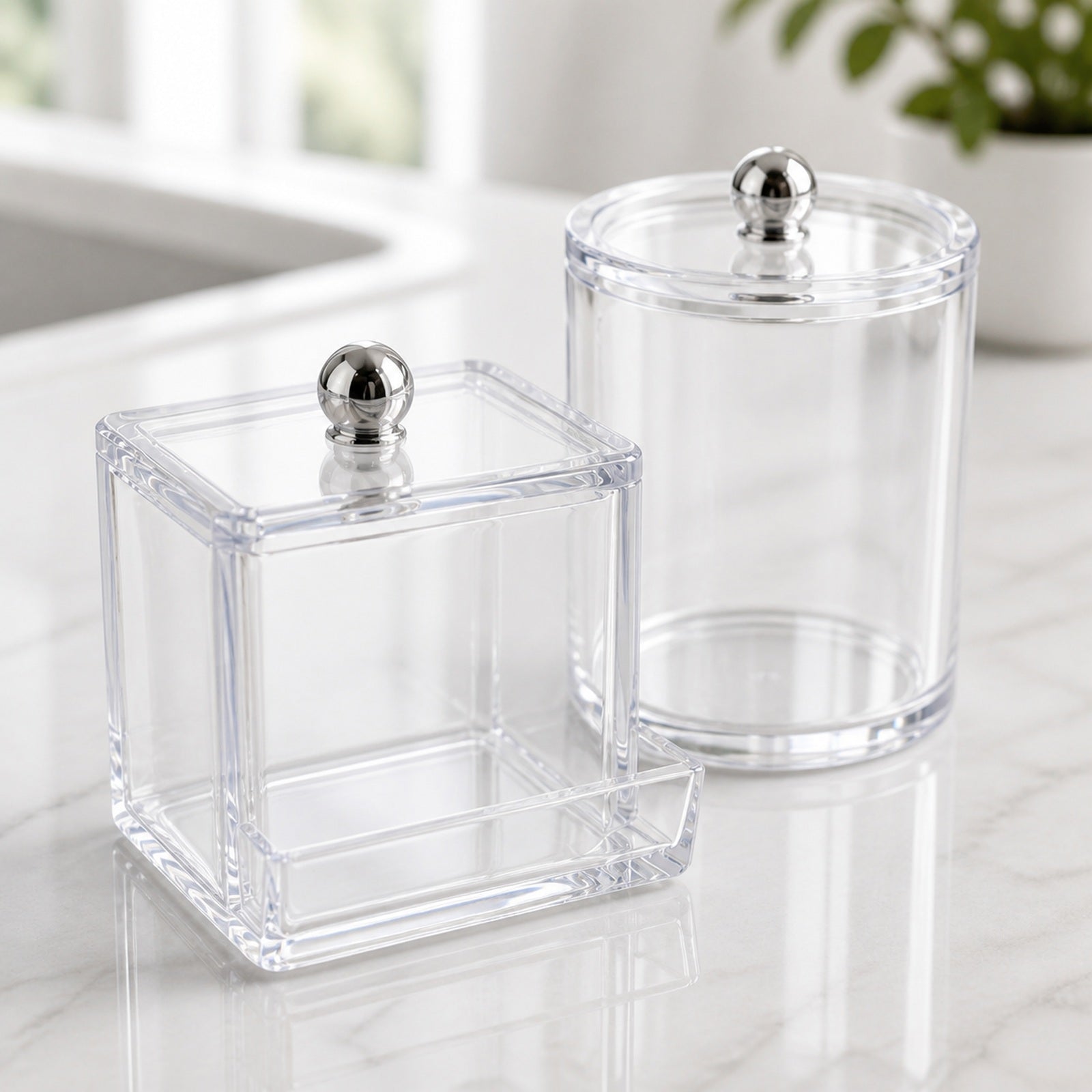 Cozy Haven Clear Cotton Swab and Pad Holder Sets - 2-piece clear cotton swab holder set detail