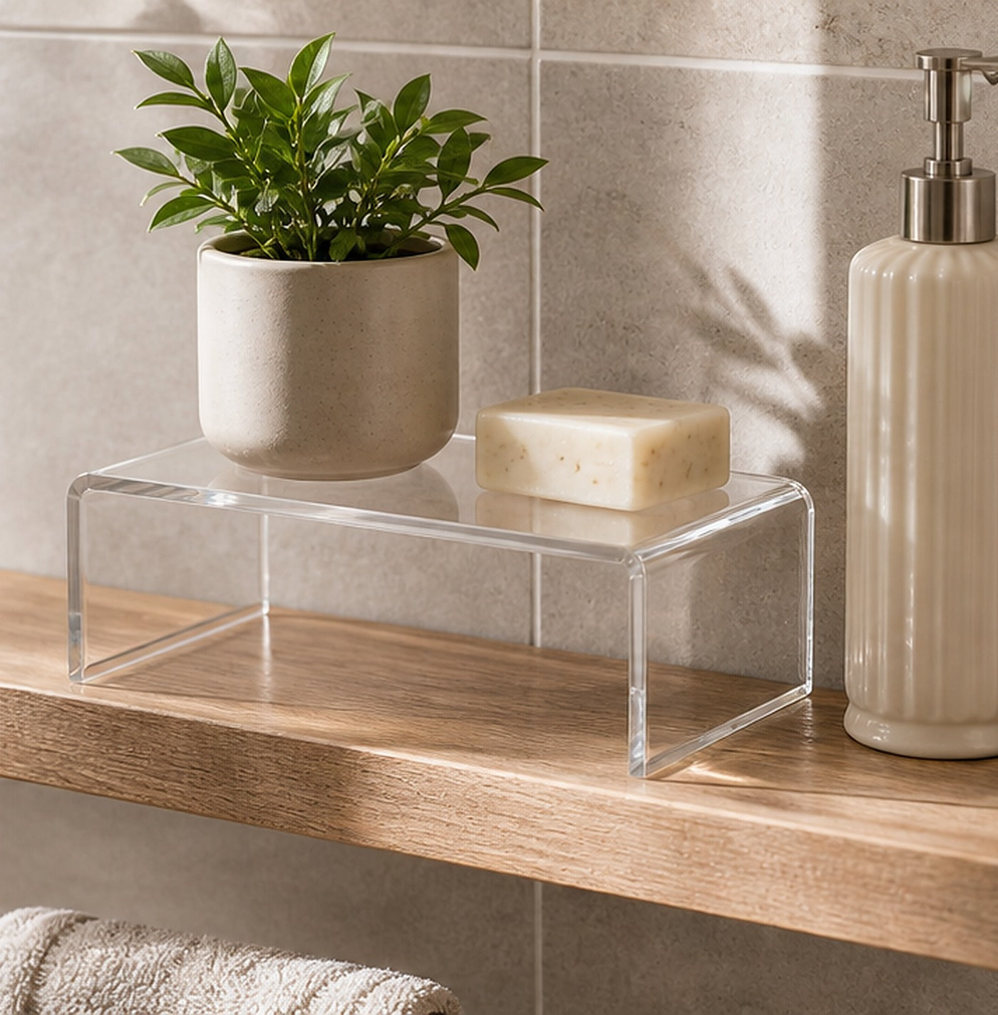 Cozy Haven Clear Acrylic Display Riser lifestyle image 2