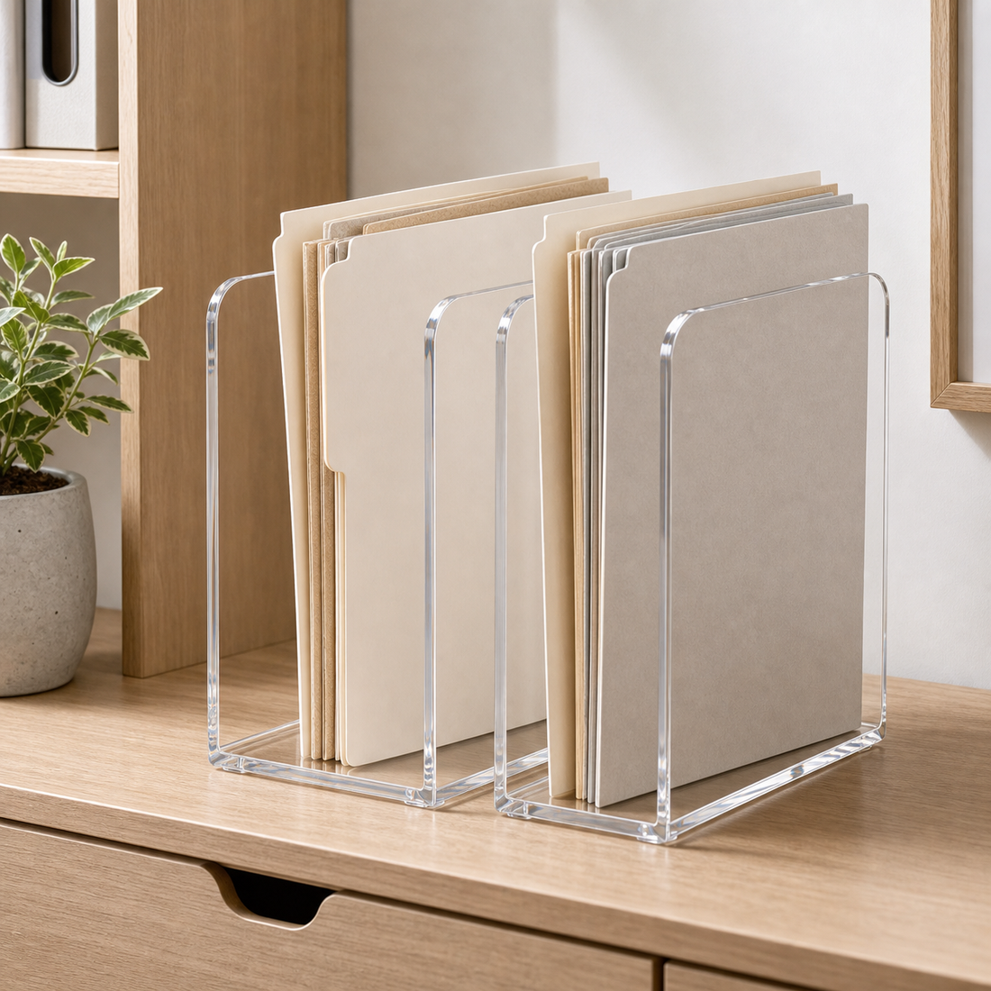 Clear Acrylic File Sorter - 2 Piece Set