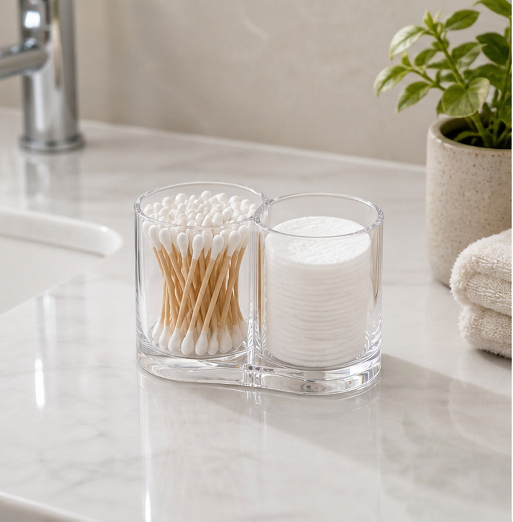 Cozy Haven Clear Cotton Pad Holder - Clear Double Holder - 1 Piece