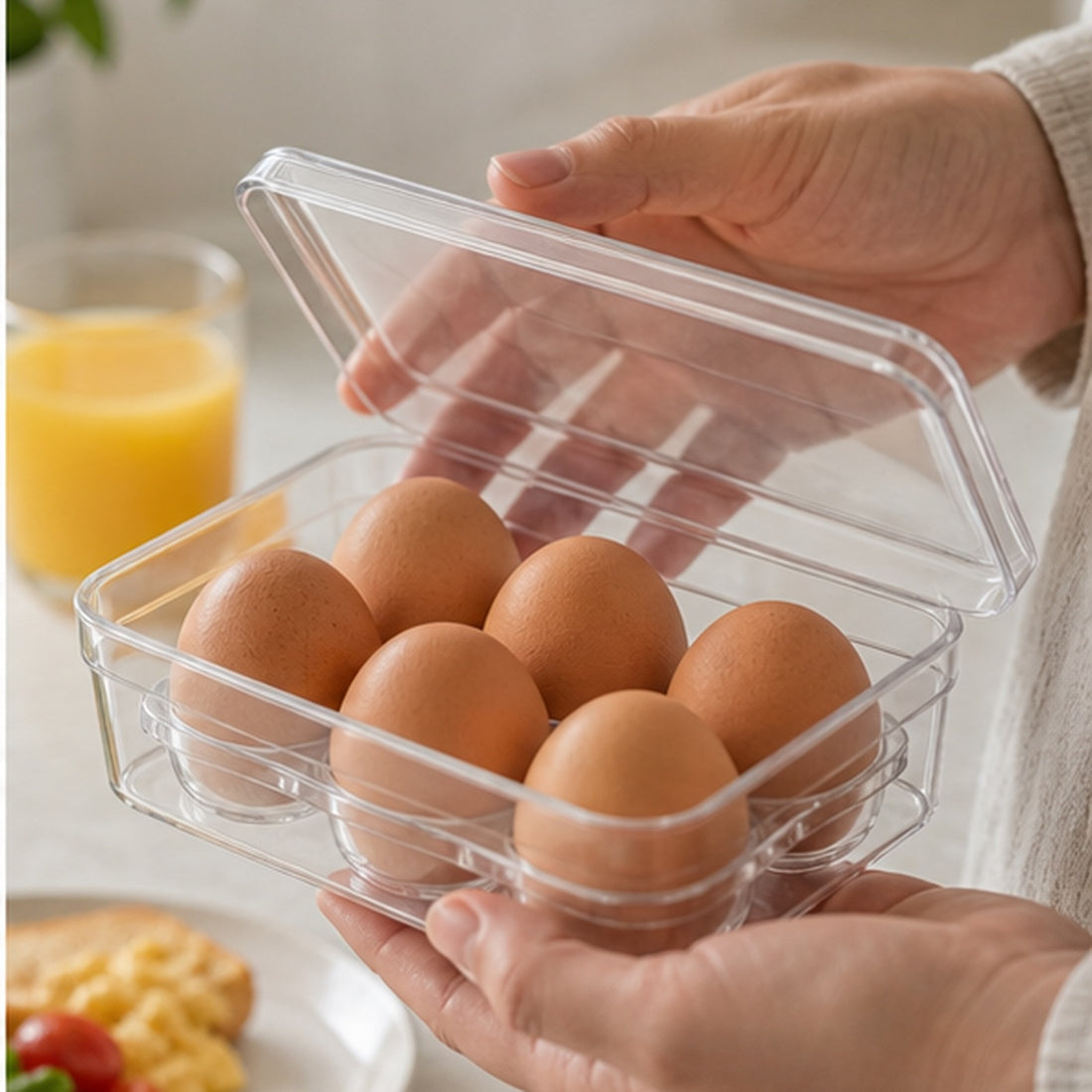 Clear 6-Grid Fridge Egg Holder