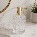 Cozy Haven Ribbed Glass Soap Dispenser - 13.3 oz - Clear Ribbed Glass Soap Dispenser - 13.3 oz lifestyle image 1