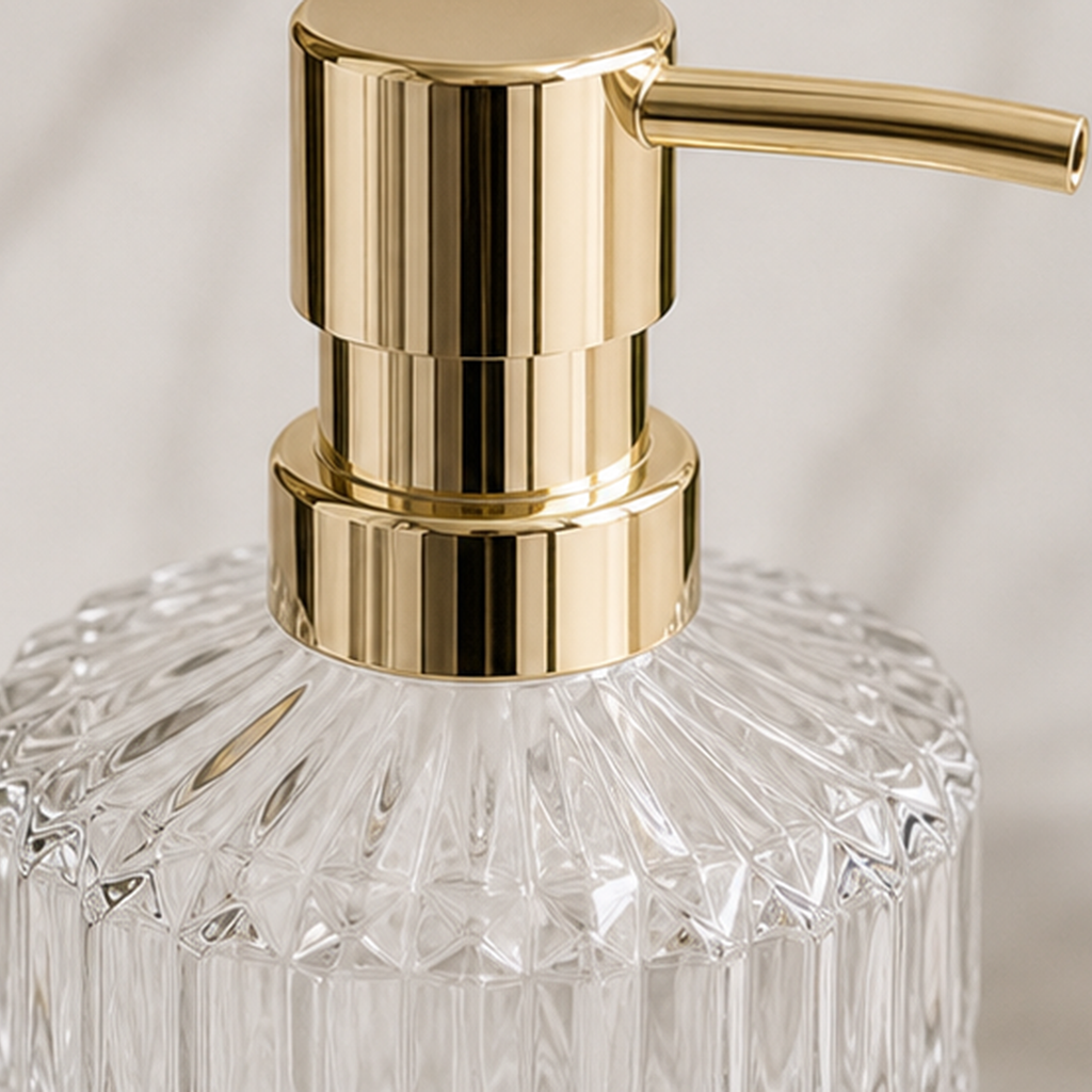 Cozy Haven Ribbed Glass Soap Dispenser - 13.3 oz - Clear Ribbed Glass Soap Dispenser - 13.3 oz lifestyle image 3