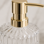 Cozy Haven Ribbed Glass Soap Dispenser - 13.3 oz styled bathroom view 3