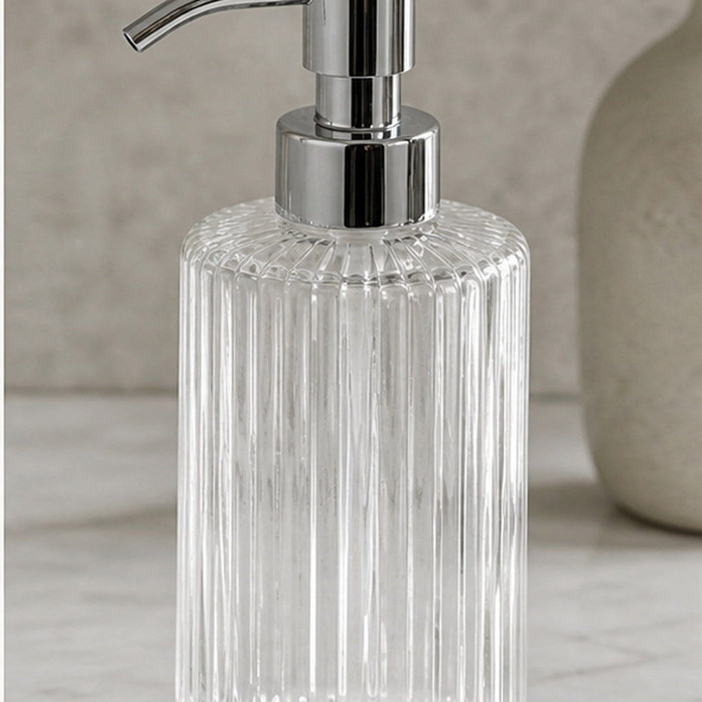 Cozy Haven Clear Ribbed Glass Soap Dispenser lifestyle image 3