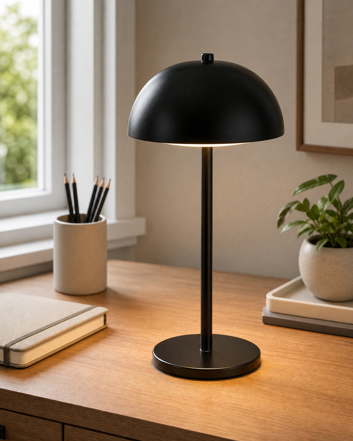 Cozy Haven Cordless Metal Mushroom Table Lamp lifestyle image 5 for Black