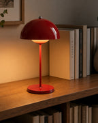Cozy Haven Cordless Metal Mushroom Table Lamp styled lighting view 3 for Red