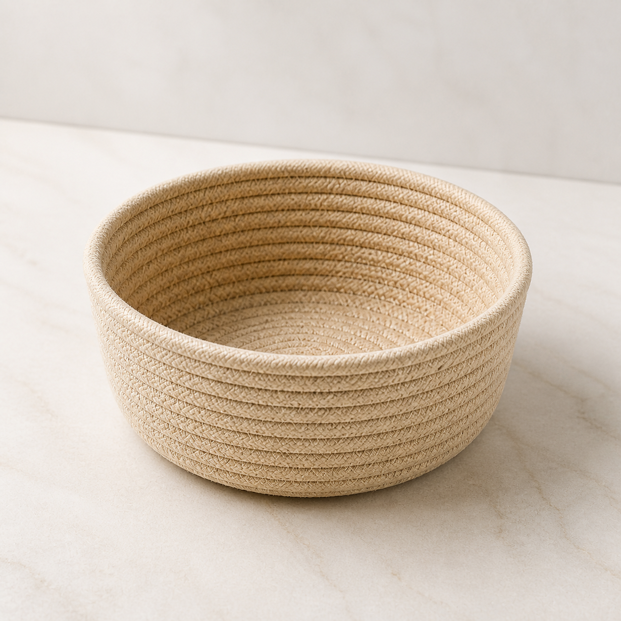 Small Woven Cotton Rope Storage Basket - beige small empty basket