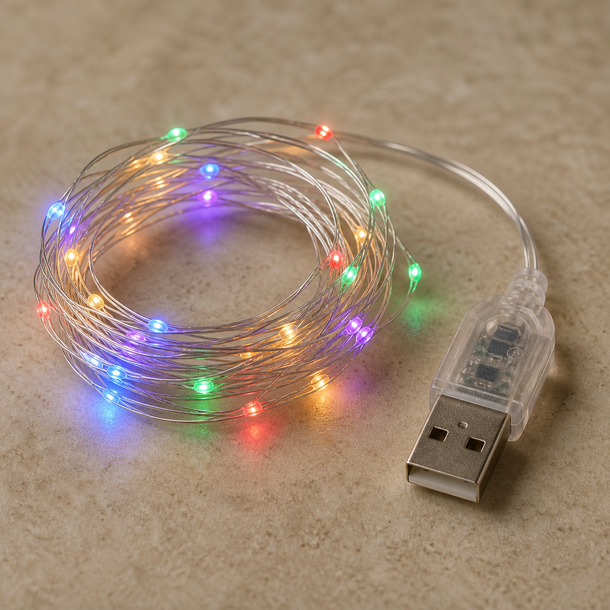 USB Multi-Length Copper Wire Fairy Lights - rgb usb wire detail