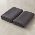 Waffle Stonewashed Cotton Towels - dark gray two hand towels