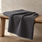 Waffle Stonewashed Cotton Towels - dark gray one bath towel