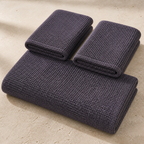 Waffle Stonewashed Cotton Towels - dark gray two hand one bath