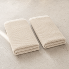 Waffle Stonewashed Cotton Towels - beige two hand towels