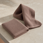 Waffle Stonewashed Cotton Towels - brown two hand towels