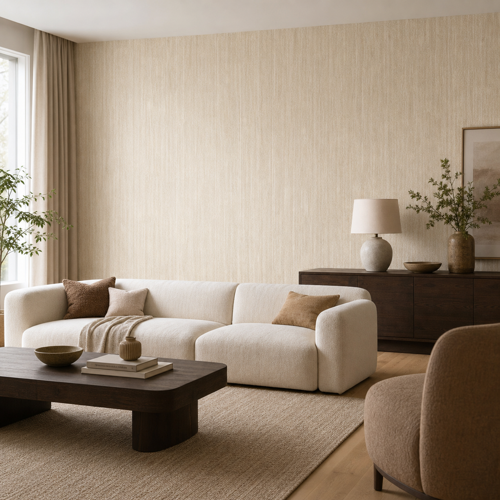Stone-Look Peel-and-Stick Wall Panel (300 × 40 cm Roll) - light yellow installed wall