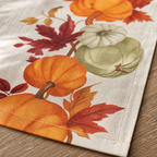 Table Runner — Linen-Look Autumn - pumpkin vine fabric print detail