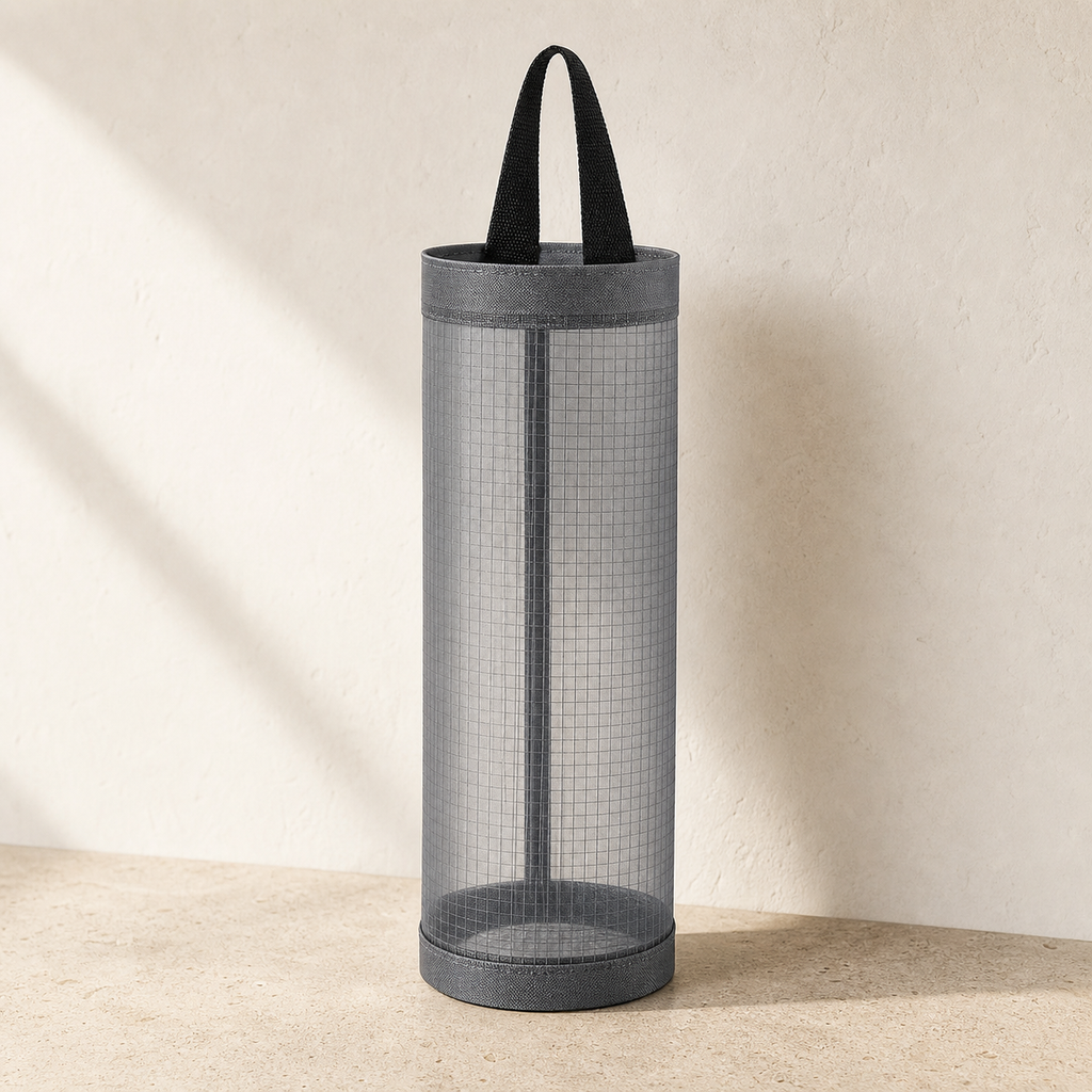 Wall-Mounted Grocery Bag Holder - gray one piece