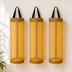 Wall-Mounted Grocery Bag Holder - orange three piece
