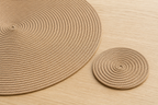 Round Braided Placemat and Coaster Set - tan braid size detail
