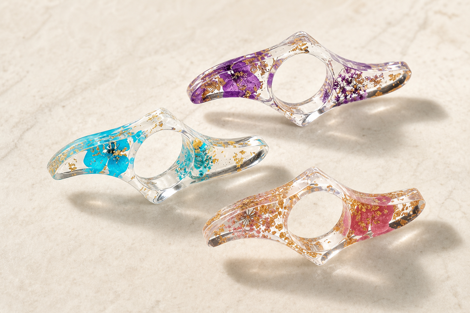 Floral Resin Book Page Holder - mixed floral three piece set