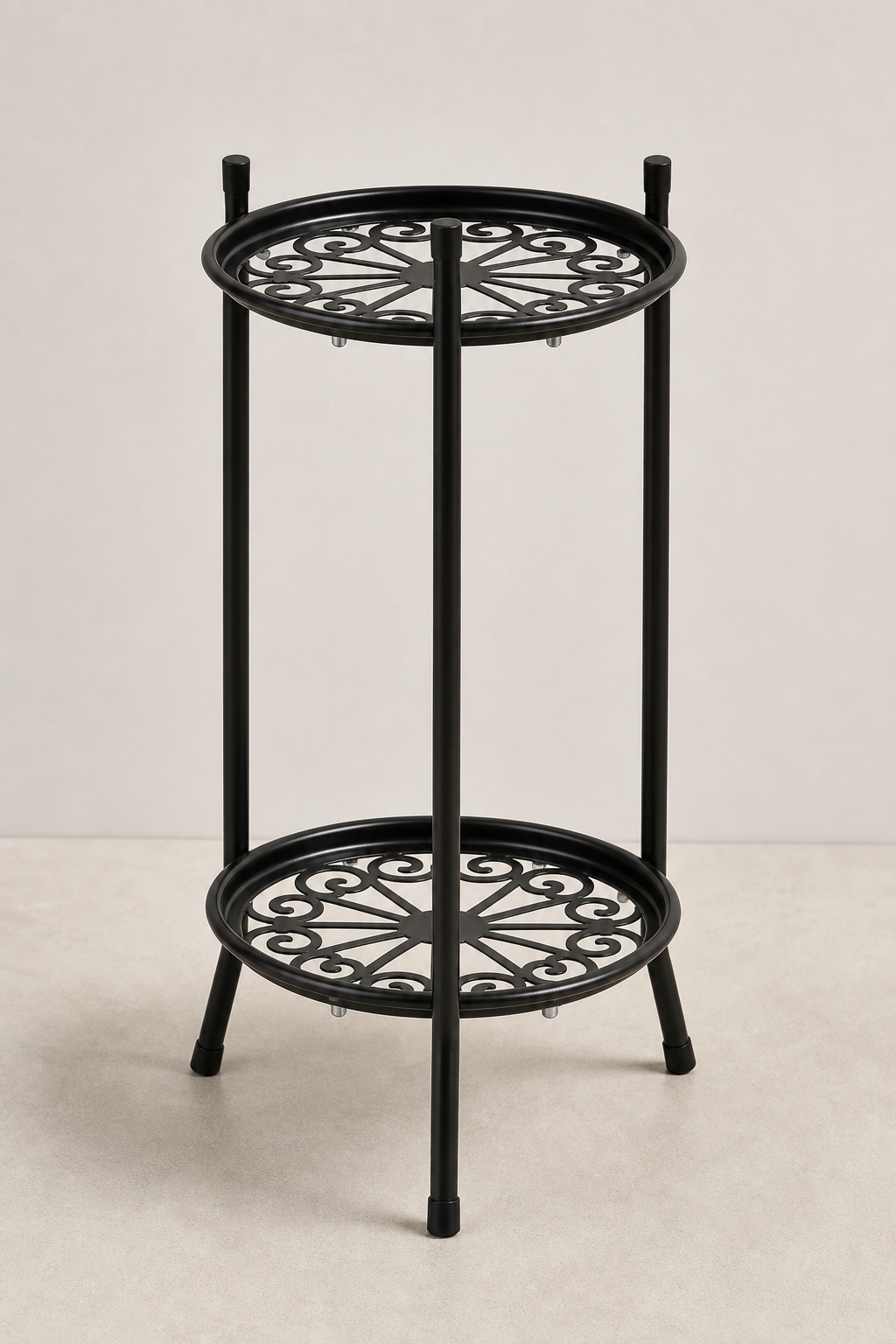 Two-Tier Metal Plant Stand - black empty stand hero