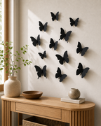 Cozy Haven 3D Butterfly Wall Stickers Set - 12 Piece Removable Reusable Decal Collection - Black Single layer