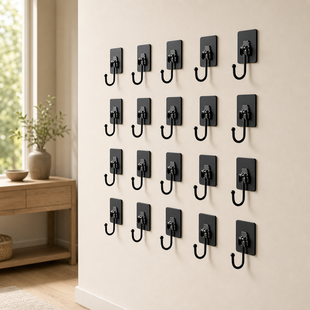 Cozy Haven Adhesive Wall Hooks - 20 Piece — angle view