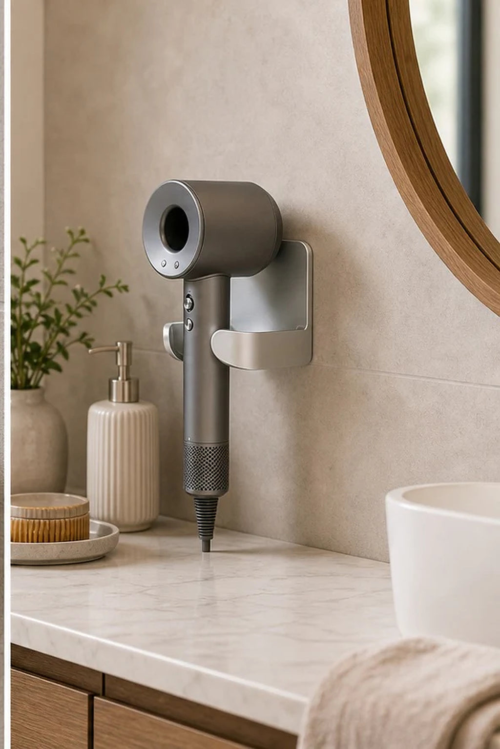 Cozy Haven Aluminum Hair Dryer Wall Holder lifestyle image 3